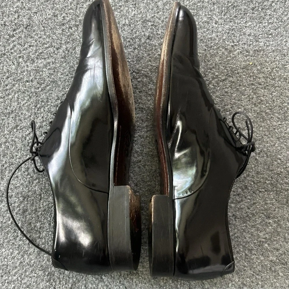 Bostonian Black Patent Leather Oxford Dress Shoes Mens 9.5 M Made In Italy